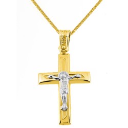 Χρυσός βαπτιστικός σταυρός Κ14 με αλυσίδα